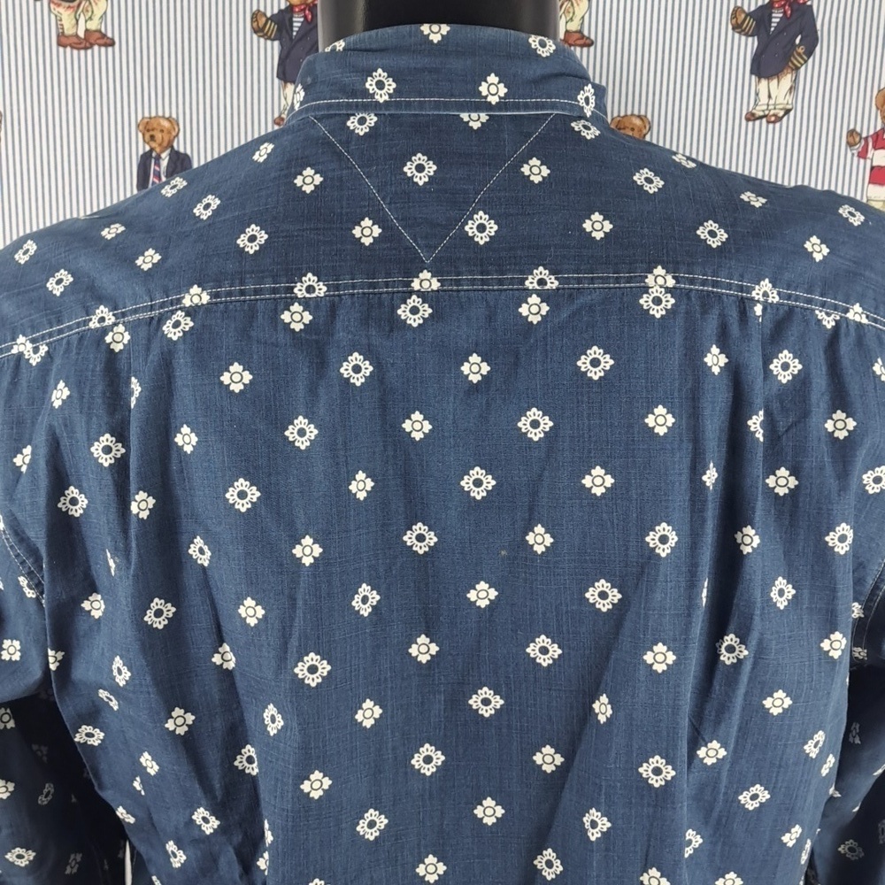 Tommy Hilfiger dark blue & white stitching slim fit LG casual button-up shirt - Picture 4 of 6